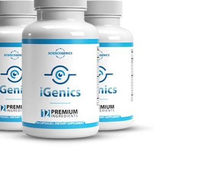 iGenics vision support supplement bottles